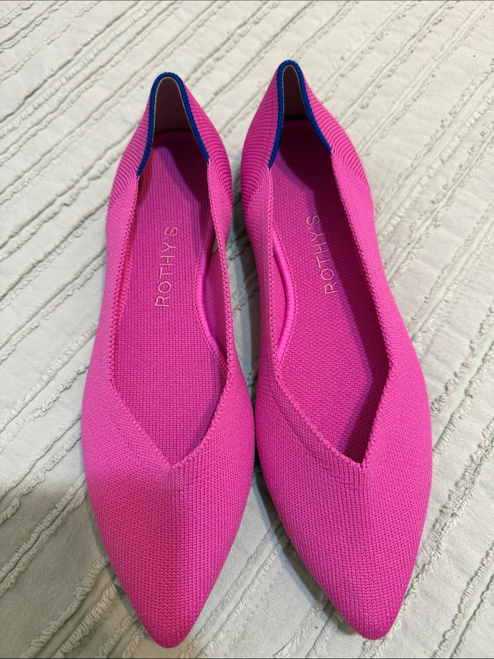 Rothy's Hot Pink Pointed Knit Flats